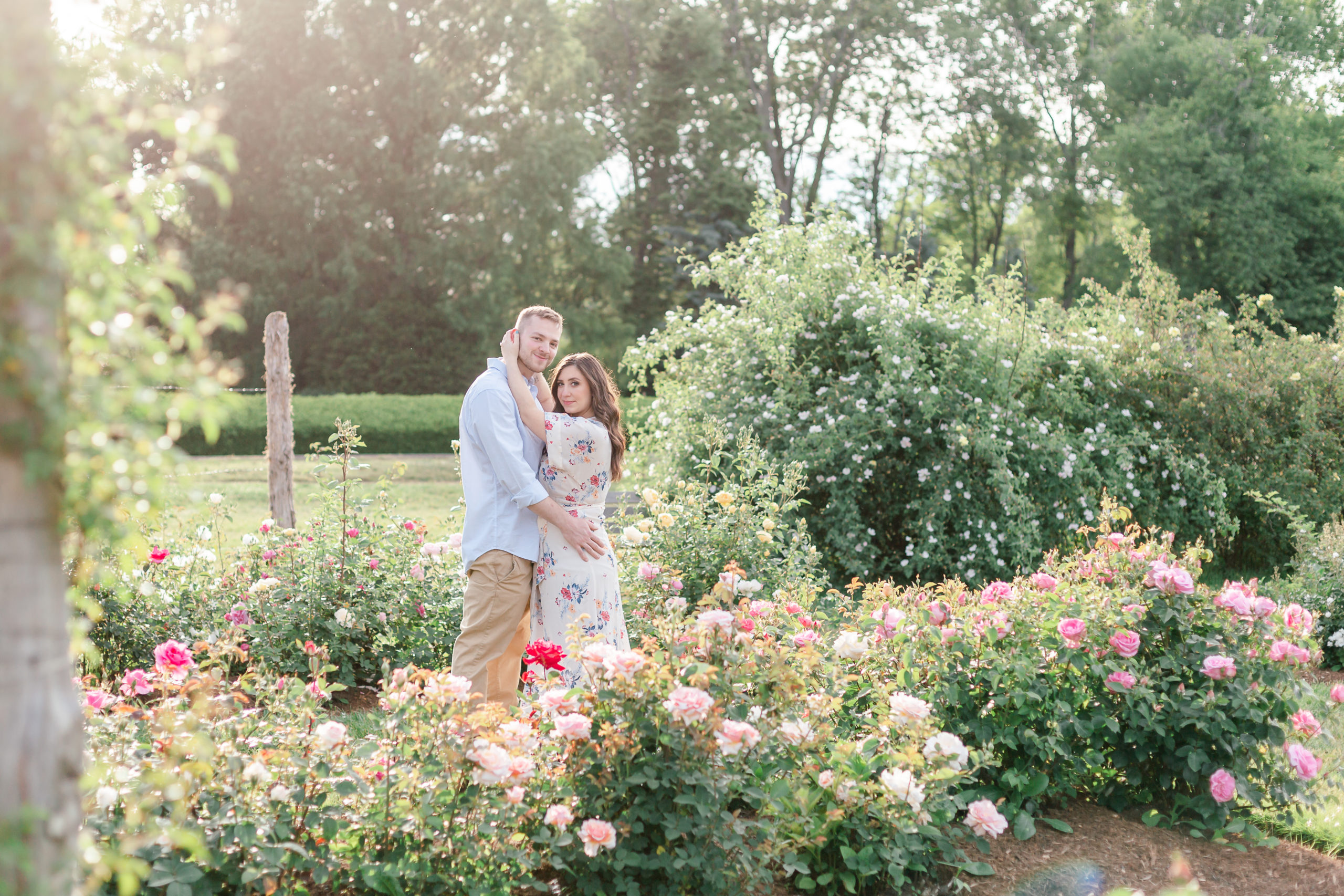 connecticut engagement session couple in garden